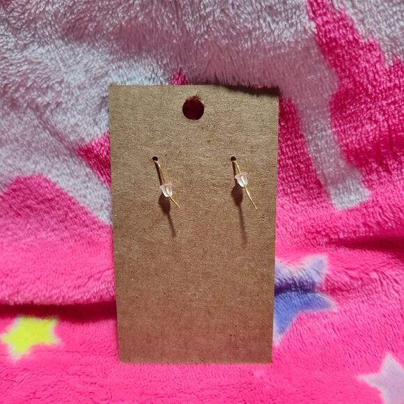 Small Green Heart Gold Drop/Dangle Earrings - Picture 2 of 2
